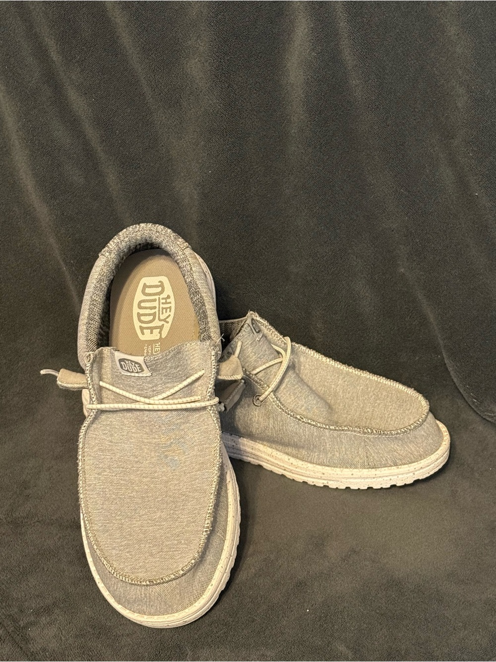 Hey Dude Men's Grey Canvas Slip-On Loafers